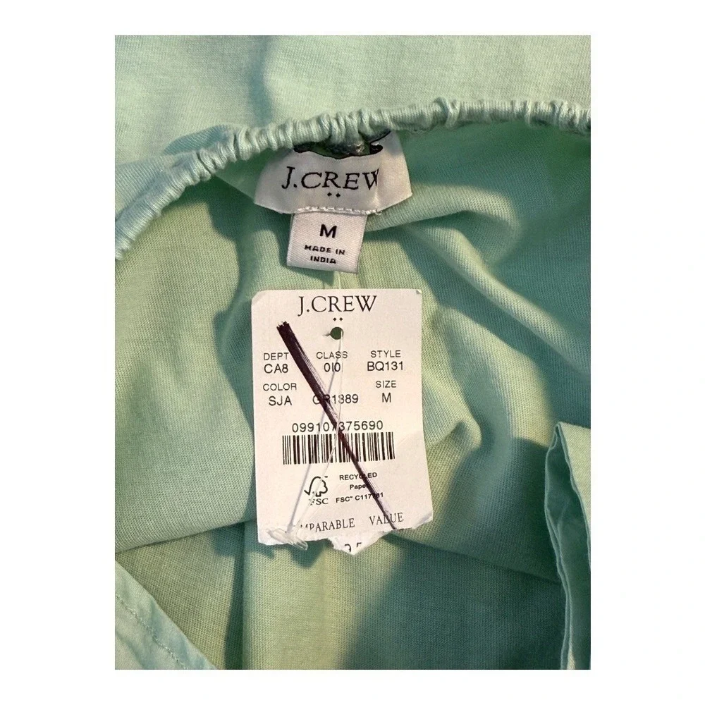 J. Crew Top Medium Green‎ Bow Tie Back Short Sleeve Blouse Summer Casual NWT